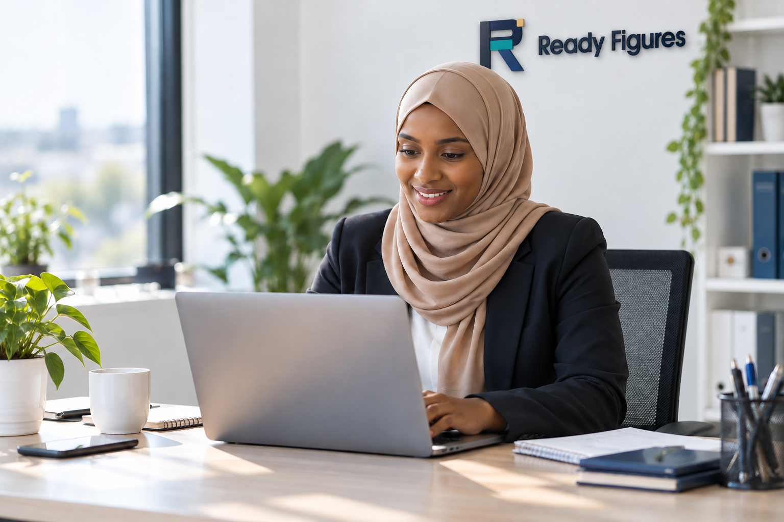 A bookkeeping professional working in the Ready Figures office